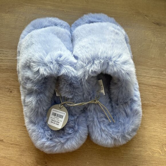 Anthropologie Maeve Fuzzy Sky Platform Slippers Women's Size Medium M (8-9) NWT - Picture 1 of 6